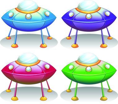 Renkli UFO tabakları, vektör illüstrasyonu basit tasarım