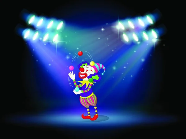 舞台上的小丑杂耍球 矢量图解简单设计 — 图库矢量图片