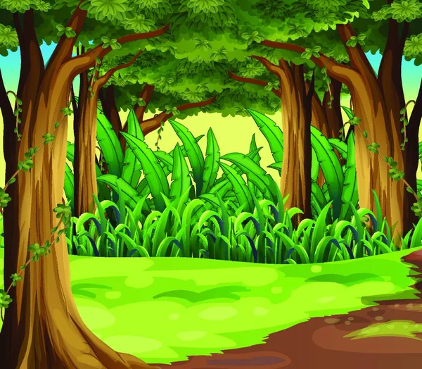 Obří Stromy Lese Vektorové Ilustrace Jednoduchý Design — Stockový vektor