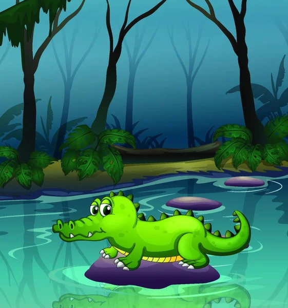 Alligator Rivière Intérieur Forêt — Image vectorielle