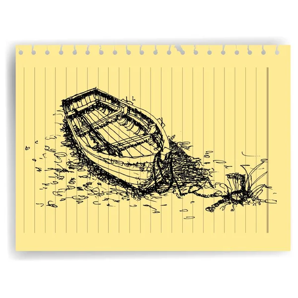 Эскизный Рисунок Лодки Векторная Иллюстрация Простой Дизайн — стоковый вектор