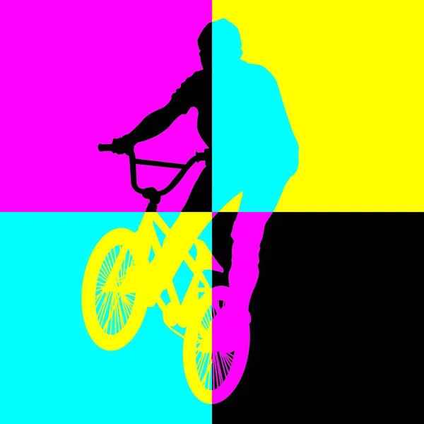 自転車のカラフルでベクトルイラストシンプルなデザイン — ストックベクタ
