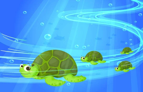 Sköldpaddor Havet Vektor Illustration Enkel Design — Stock vektor
