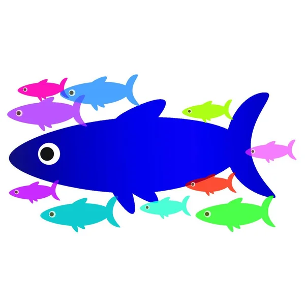 Flock Sea Fish Vector Illustration Simple Design — Stock Vector