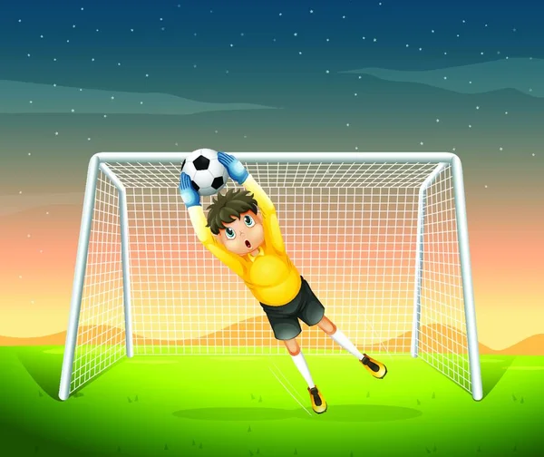 Young Football Player His Yellow Uniform Vector Illustration Simple Design — Stock Vector