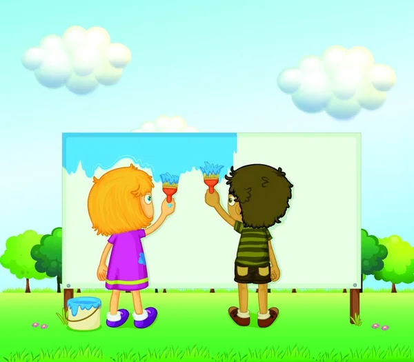 Παιδική Ζωγραφική Διανυσματική Απεικόνιση Απλό Σχέδιο — Διανυσματικό Αρχείο