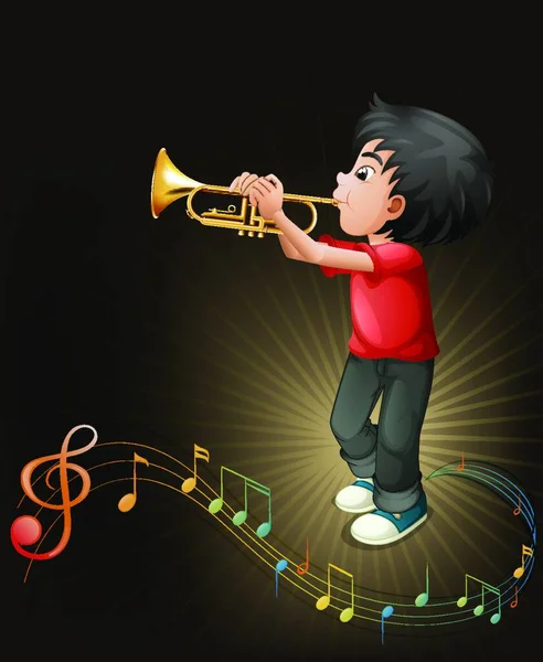 Jonge Man Spelen Met Zijn Trombone — Stockvector