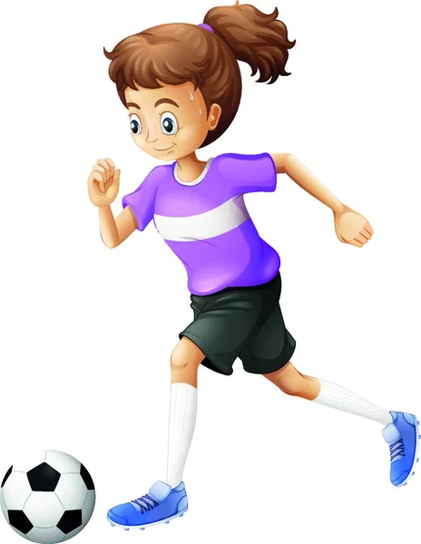Dame Spielt Fußball Vektor Illustration Einfaches Design — Stockvektor