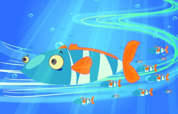 School Fish Sea Vector Illustration Simple Design — Stock Vector