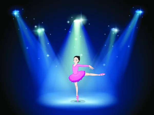 Lady Pink Dancing Ballet Spotlights — Stock Vector