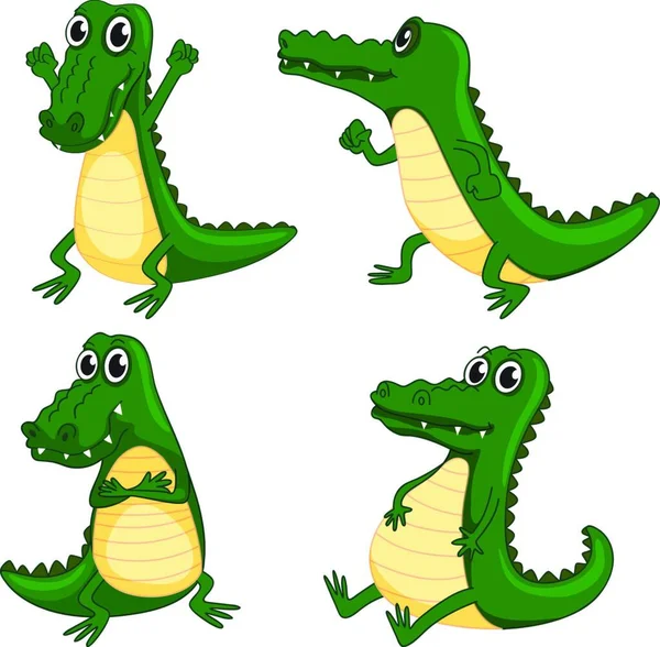 Krokodyle Wektor Ilustracja Prosta Konstrukcja — Wektor stockowy