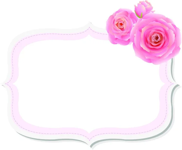 Pastel Pink Rose Label Vector Illustratie Eenvoudig Ontwerp — Stockvector
