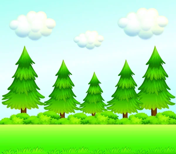 Groene Pijnbomen Vector Illustratie Eenvoudig Ontwerp — Stockvector