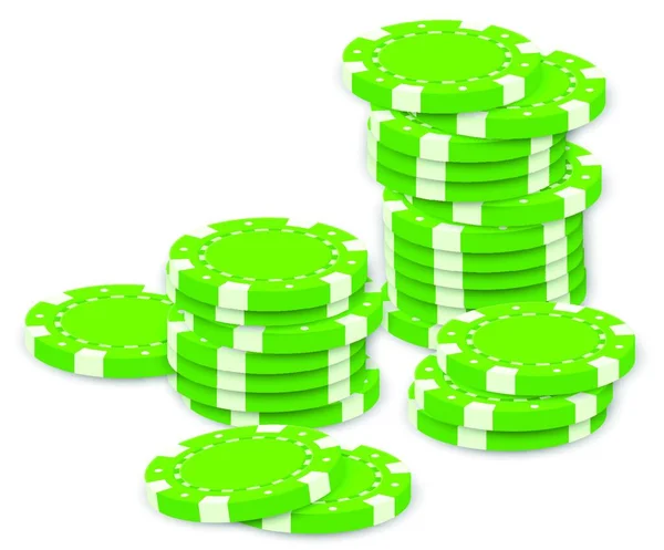 Green Poker Chips Vector Illustration Simple Design — Stock Vector