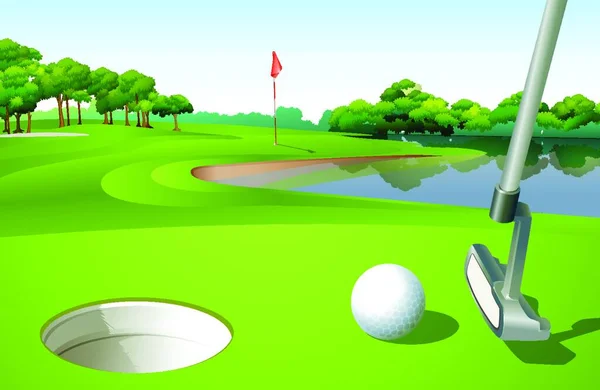 Pelouse Golf Illustration Vectorielle Conception Simple — Image vectorielle