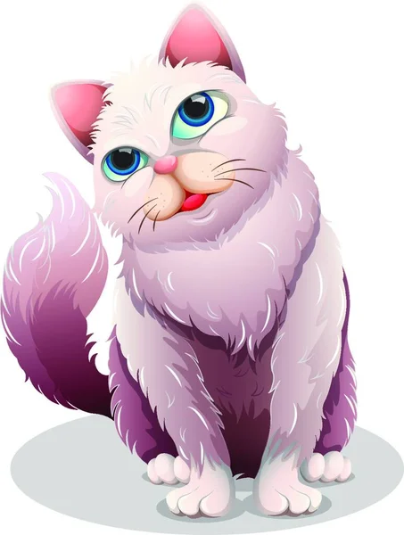 Słodkie Gruby Kot Wektor Ilustracja Prosty Projekt — Wektor stockowy