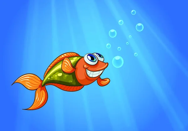 Smiling Fish Ocean Vector Illustration Simple Design — Stock Vector