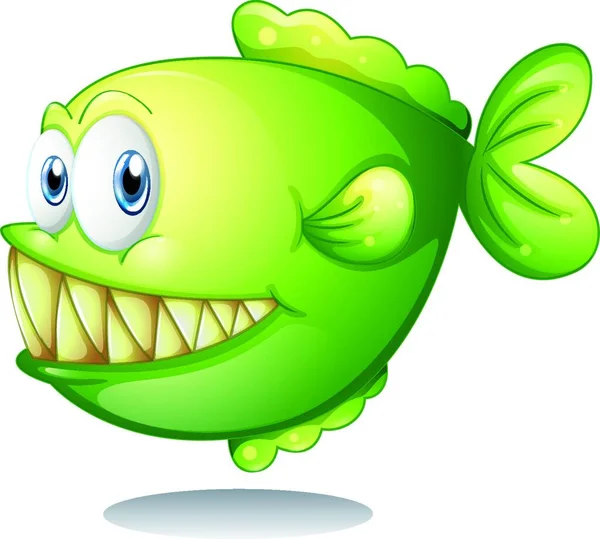 Groene Piranha Vector Illustratie Eenvoudig Ontwerp — Stockvector