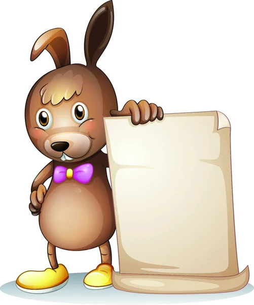 兔子抱着一个空白板 矢量图解简单设计 — 图库矢量图片