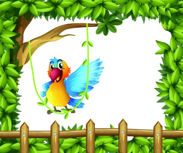 Papoušek Houpající Vinnou Révou Vektorová Ilustrace Jednoduchá Konstrukce — Stockový vektor