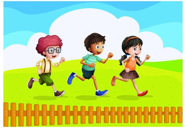 Kinder Laufen Vektor Illustration Einfaches Design — Stockvektor