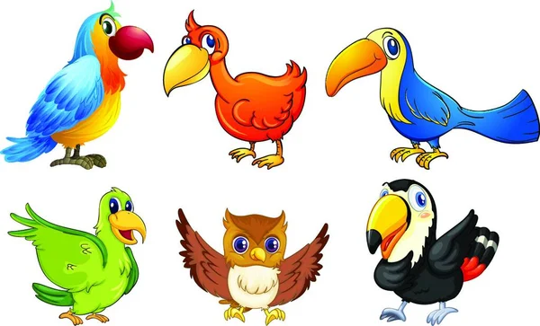 Sei Uccelli Volanti Illustrazione Vettoriale Design Semplice — Vettoriale Stock