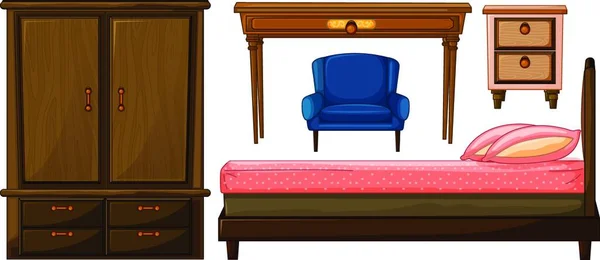 寝室の家具 ベクトルのイラストシンプルなデザイン — ストックベクタ