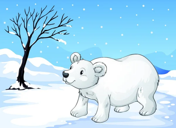 Snowbear Walking Vector Illustration Simple Design — Stock Vector