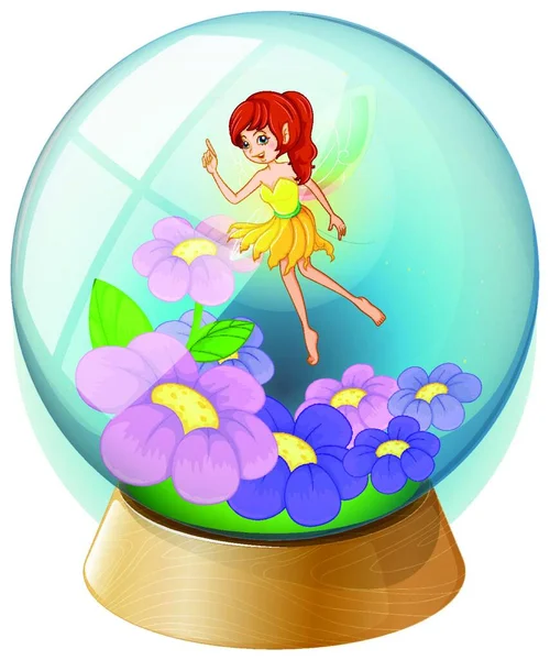 Hada Las Flores Dentro Bola Cristal — Vector de stock
