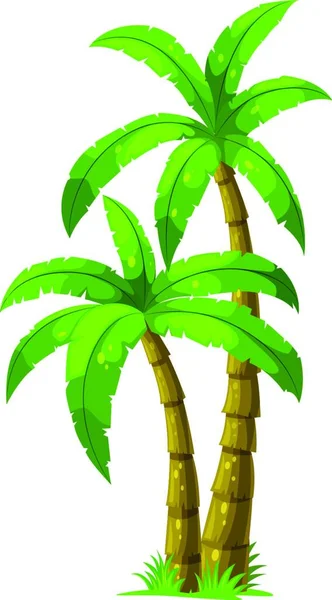 Twee Palmbomen Vector Illustratie Eenvoudig Ontwerp — Stockvector