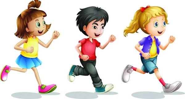Παιδιά Που Τρέχουν Διανυσματική Απεικόνιση Απλή Σχεδίαση — Διανυσματικό Αρχείο