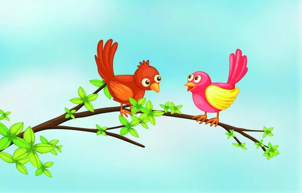 Paar Vogels Vector Illustratie Eenvoudig Ontwerp — Stockvector