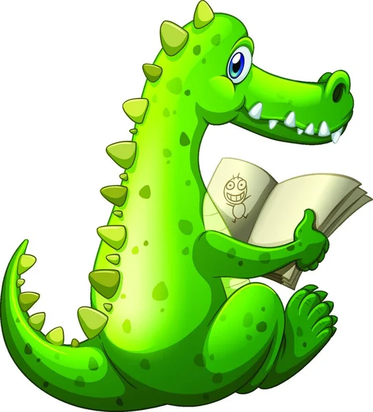 Uma Leitura Crocodilo Ilustração Vetorial Design Simples — Vetor de Stock