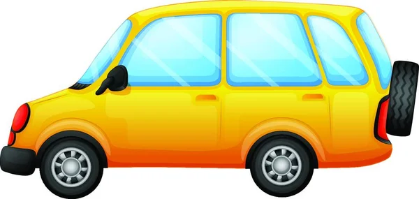 黄色の車ベクトル図シンプルなデザイン — ストックベクタ