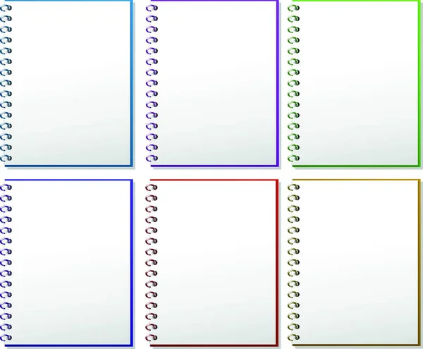 Six Spring Notebooks Vector Illustration Simple Design — Stock Vector