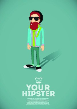 Hipster, vektör çizimi basit tasarım