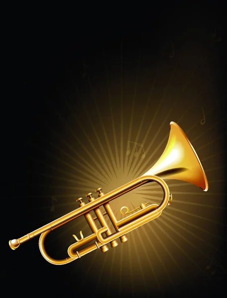 Gyllene Trumpet Vektor Illustration Enkel Design — Stock vektor