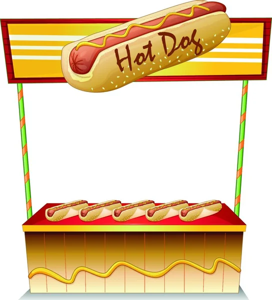 Stánek Hotdog Vektorová Ilustrace Jednoduchá Konstrukce — Stockový vektor