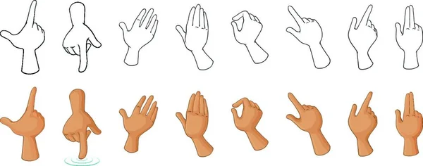 Different Hand Gestures Vector Illustration Simple Design — Stock Vector
