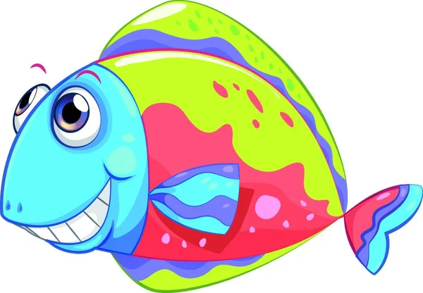 Красочные Улыбающиеся Рыбы Векторная Иллюстрация Простой Дизайн — стоковый вектор
