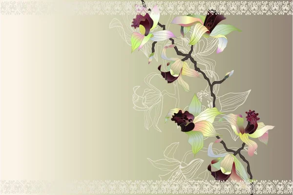 Ilustração Cartão Com Orquídea — Vetor de Stock