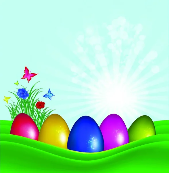 Ilustracja Wielkanocne Jaja Kolorowe — Wektor stockowy
