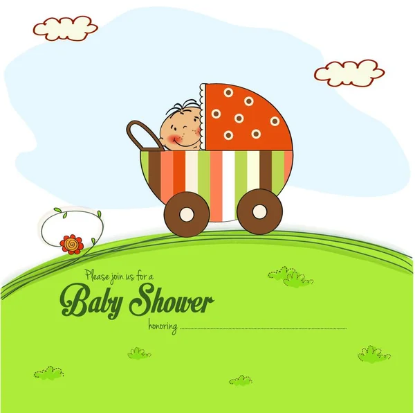 Bebek Duş Kartı Ile Küçük Çocuk — Stok Vektör