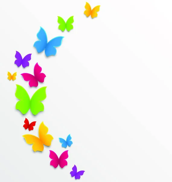 Fond Abstrait Printemps Avec Papillons Arc Ciel — Image vectorielle