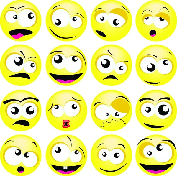Smiley Faces Vector Illustration Simple Design — Stock Vector