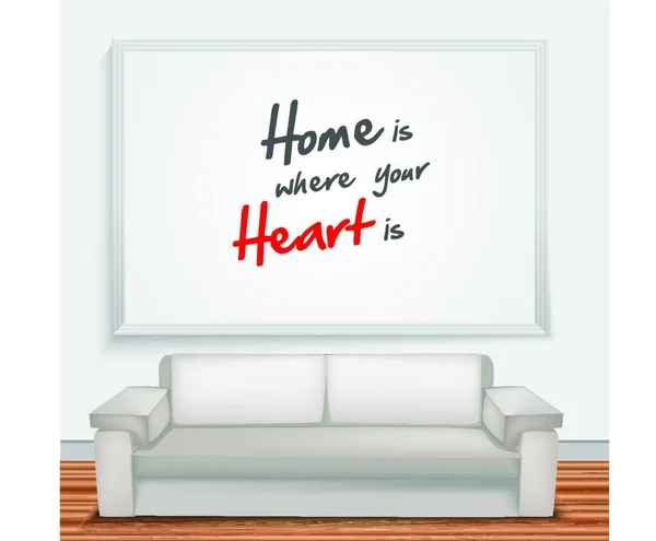 Dom Jest Wtedy Gdy Twoje Serce Jest Wektor Ilustracji Prosty — Wektor stockowy