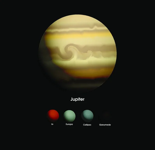 Jupiter Vector Illustratie Eenvoudig Ontwerp — Stockvector