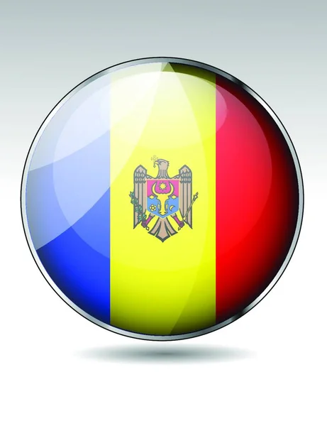 Moldova Flag Button Vector Illustration — Stock Vector