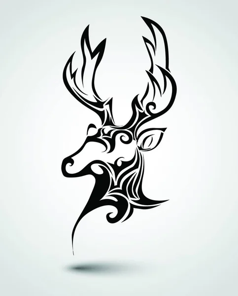 ウェブのための鹿の頭の入れ墨のアイコン ベクトルイラスト — ストックベクタ