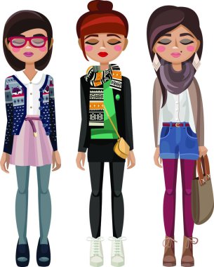 şık kız, grafik vektör çizimi